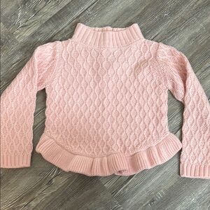 Janie and Jack Pink Cowl Neck Sweater with Cable Knit